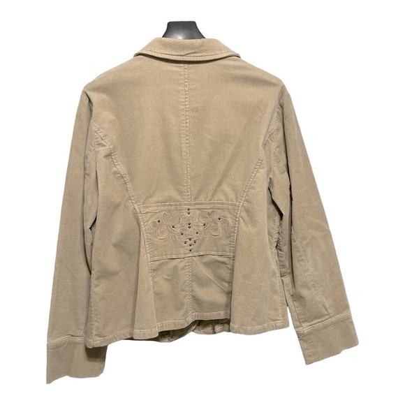Vtg Venezia Tan Corduroy Jacket Women’s Size Embroidered Pockets & Back Detail - Picture 2 of 14